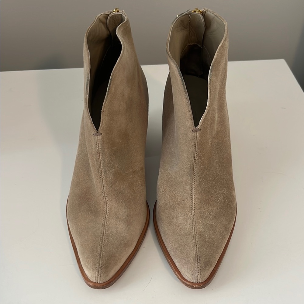 Vince Tan Ankle Booties with Suede Finish